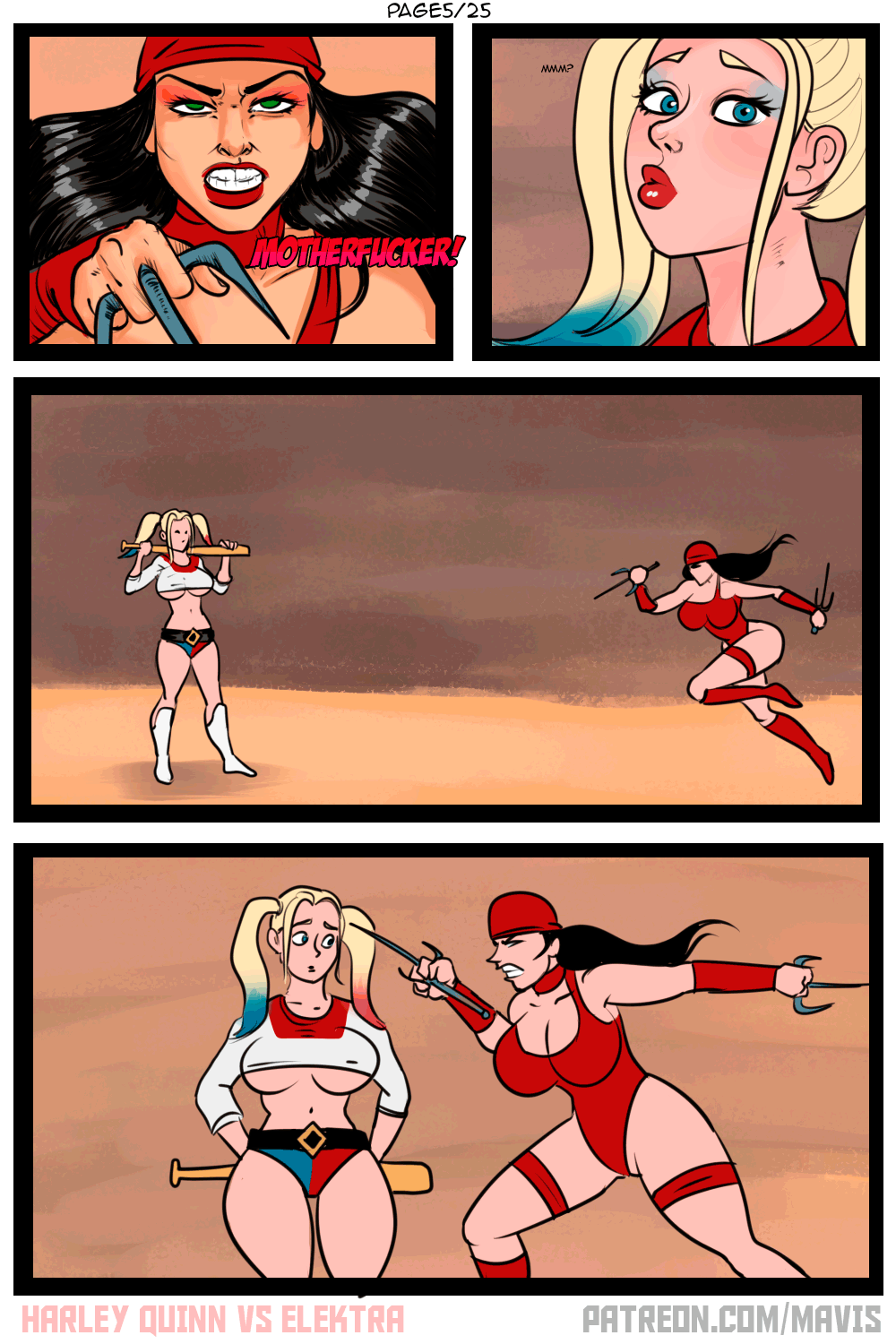 Battle Of Supes – Elektra vs Harley Quinn comic porn sex 7