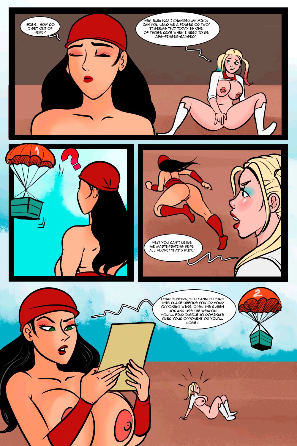 Battle Of Supes – Elektra vs Harley Quinn comic porn sex 15