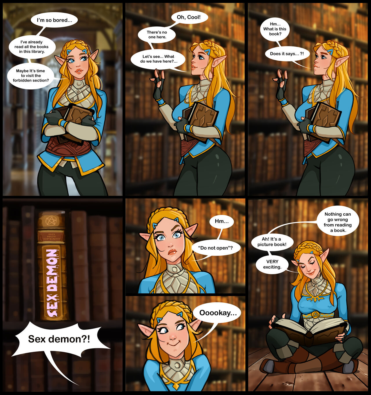 Cartoon Porn Zelda - Zelda In A Library comic porn - HD Porn Comics